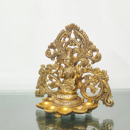 Brass Fine Quality Lord Ganesha and Goddess Lakshmi Panchdeep - Pair or Single panchdeepam 6.5"
