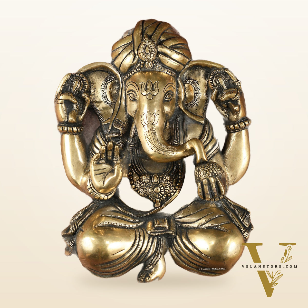Brass Full Body Lord Ganesha Wall Hanging – 14 Inch
