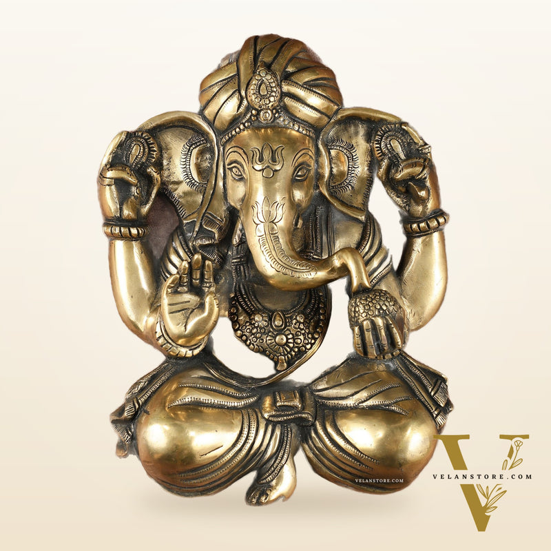 Brass Full Body Lord Ganesha Wall Hanging – 14 Inch