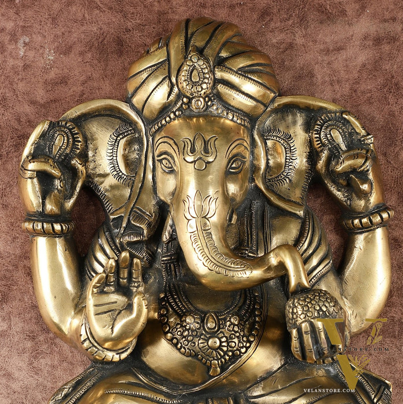 Brass Full Body Lord Ganesha Wall Hanging – 14 Inch