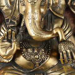 Brass Full Body Lord Ganesha Wall Hanging – 14 Inch