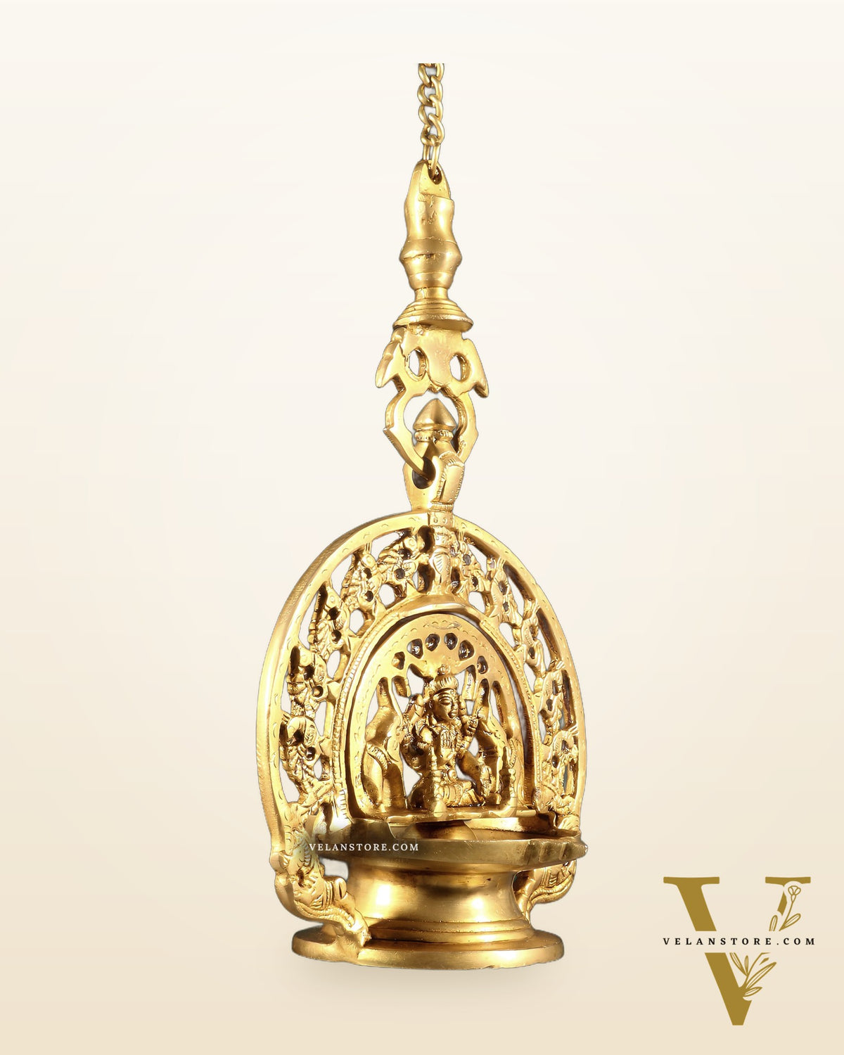 Brass Gajalakshmi Hanging Lamp