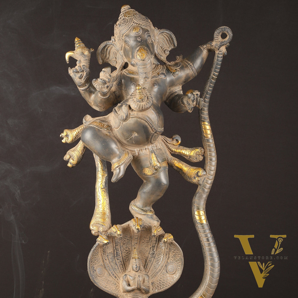 Brass Ganapathi Dancing on Snake 26"
