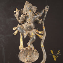 Brass Ganapathi Dancing on Snake 26"