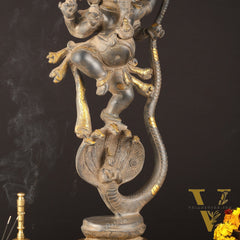 Brass Ganapathi Dancing on Snake 26"
