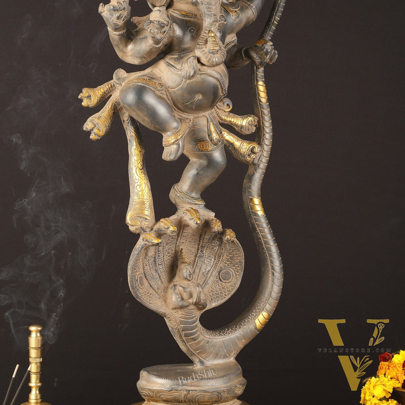 Brass Ganapathi Dancing on Snake 26"