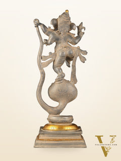 Brass Ganapathi Dancing on Snake 26"