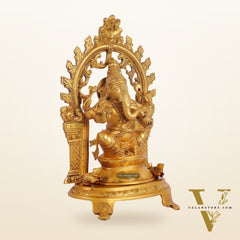 Brass Ganapathi Statue with Mouse 12 inch
