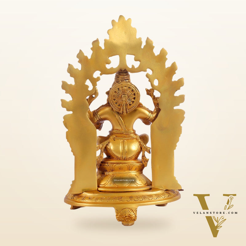 Brass Ganapathi Statue with Mouse 12 inch