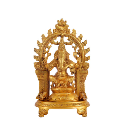 Brass Ganapathi Statue with Mouse 12 inch
