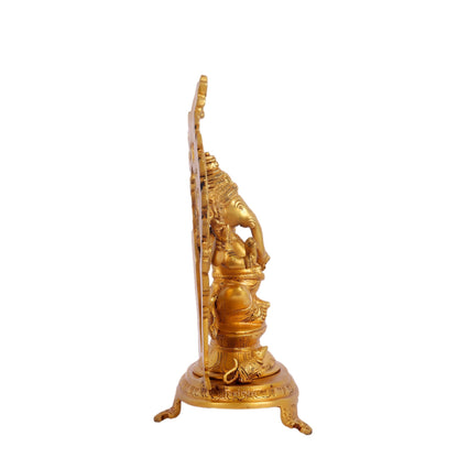 Brass Ganapathi Statue with Mouse 12 inch