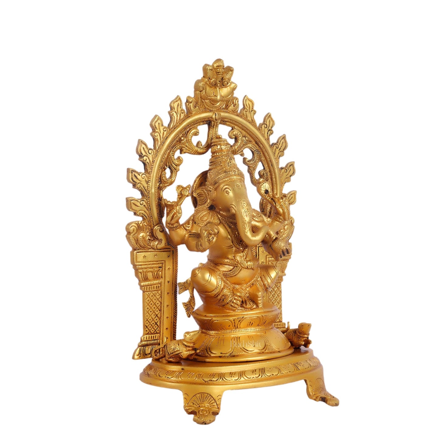 Brass Ganapathi Statue with Mouse 12 inch