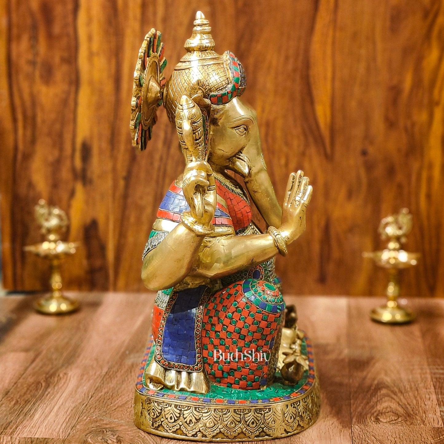 Handcrafted Brass Lord Ganapathi Statue: Exquisite Divine Presence 22"