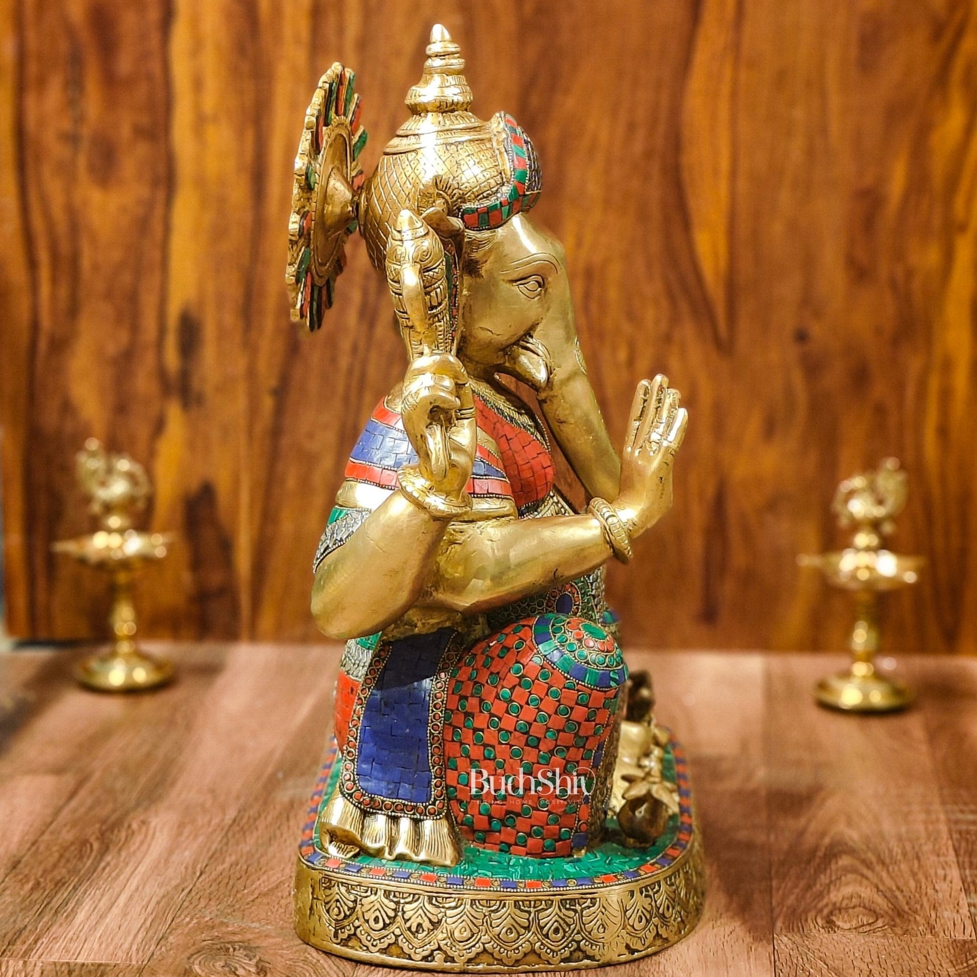 Handcrafted Brass Lord Ganapathi Statue: Exquisite Divine Presence 22"