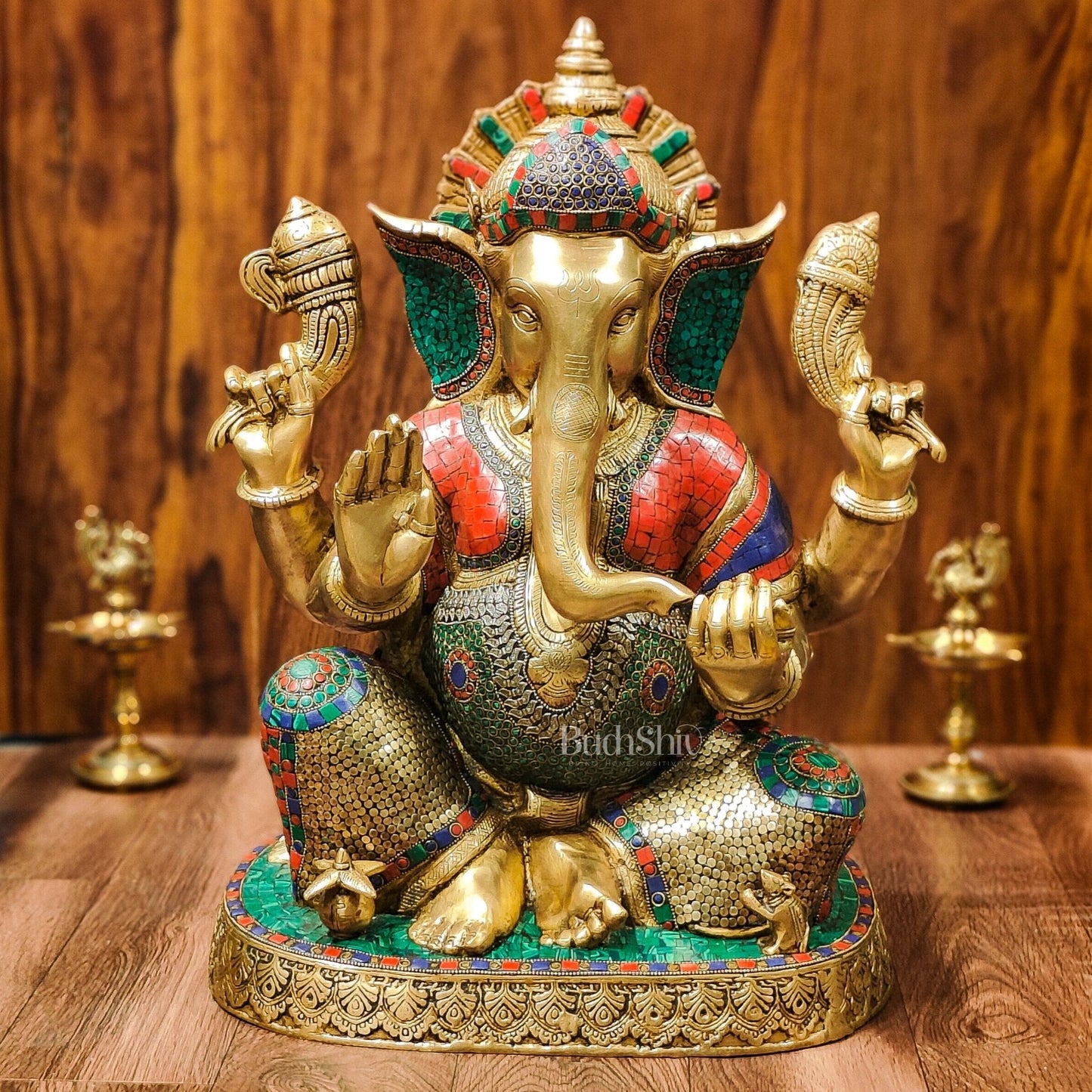 Handcrafted Brass Lord Ganapathi Statue: Exquisite Divine Presence 22"