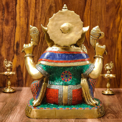 Handcrafted Brass Lord Ganapathi Statue: Exquisite Divine Presence 22"