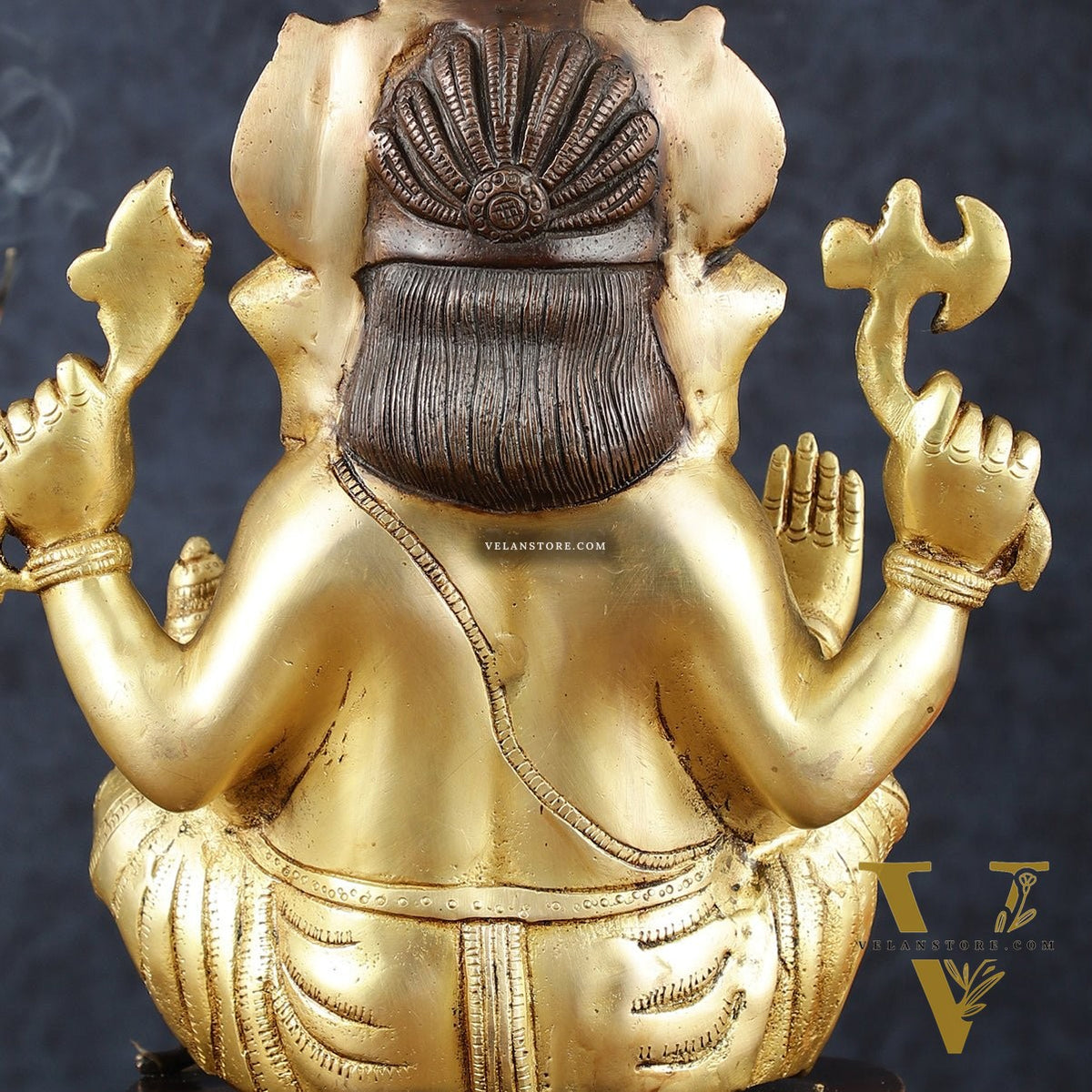 Brass Ganapati Idol – Handcrafted with Right-Side Trunk, 16" Height