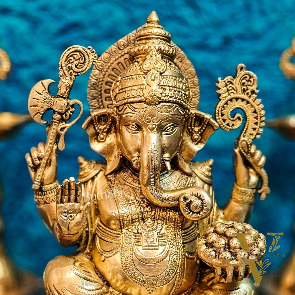 Brass Ganapati Idol Seated on Lotus | 12" Height