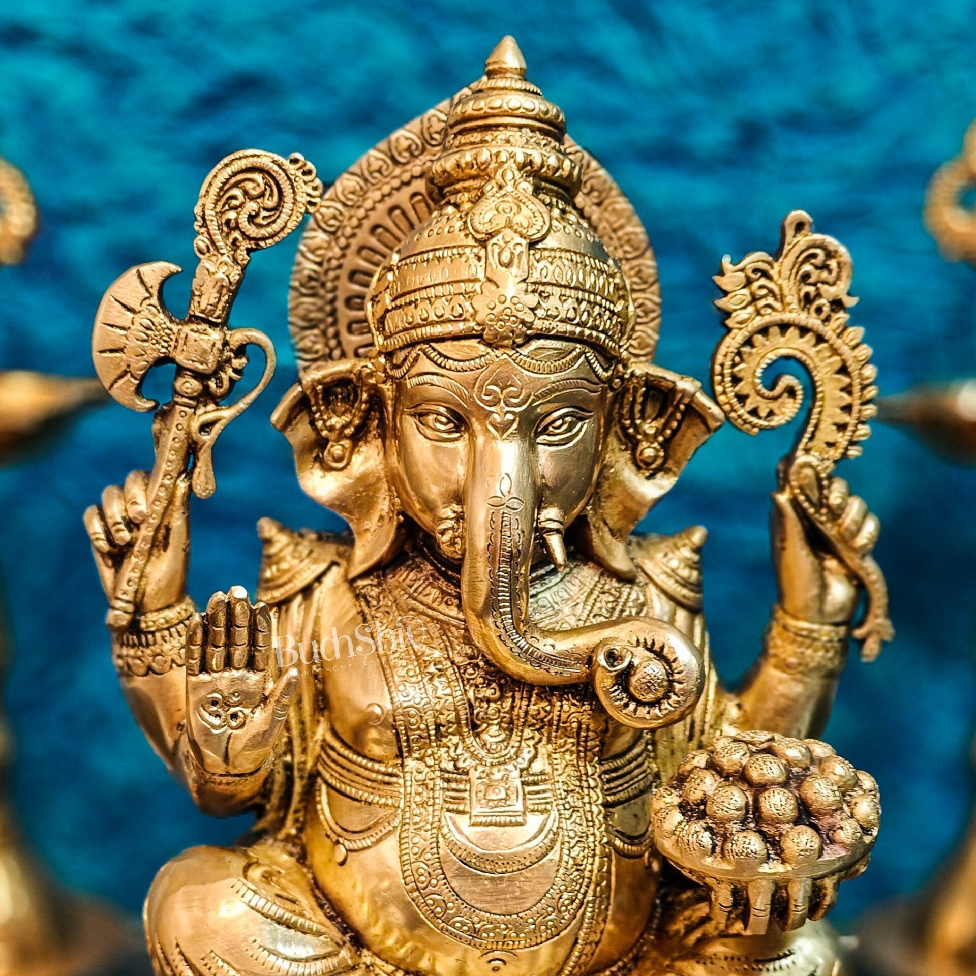 Brass Ganapati Idol Seated on Lotus | 12" Height