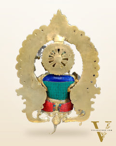 Brass Ganapati Statue on Lotus Throne with Prabhavali Arch - 15.5