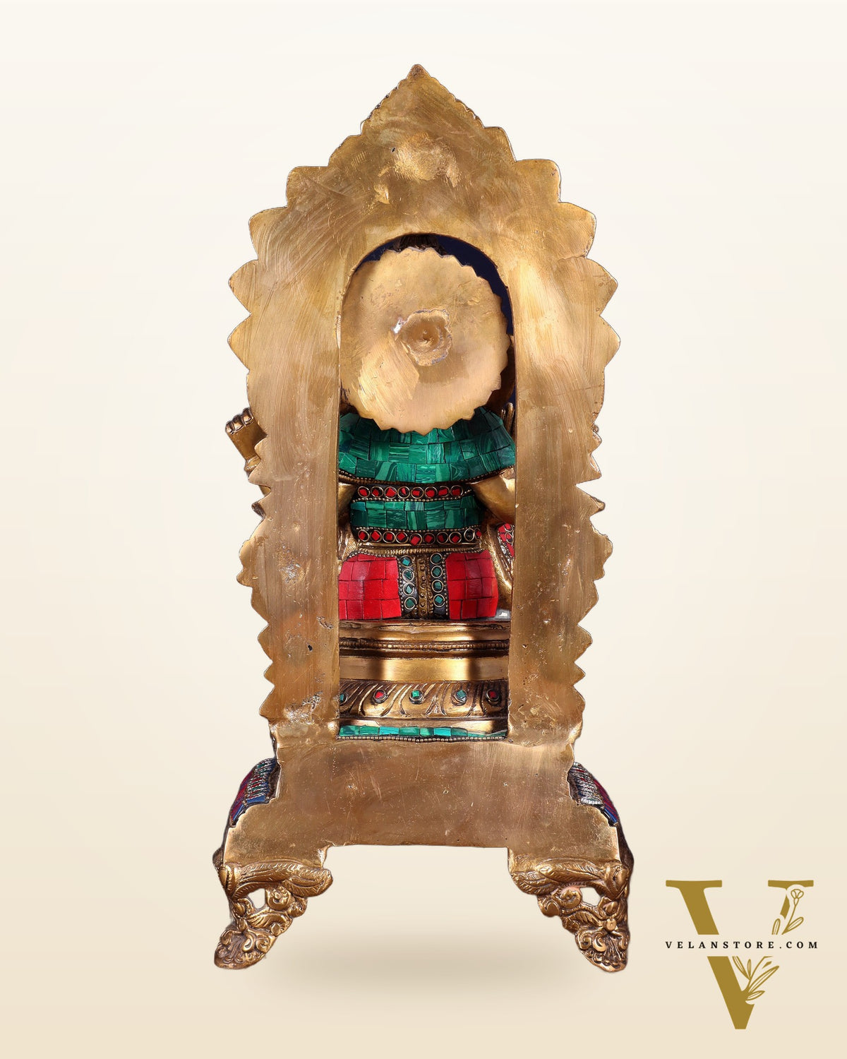 Brass Ganapati Statue on Throne - 17 inch