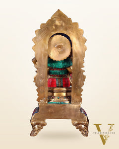 Brass Ganapati Statue on Throne - 17 inch