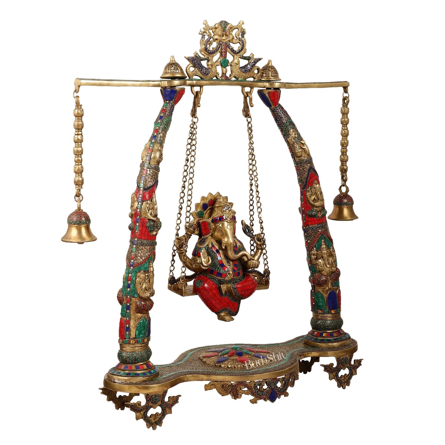 Brass Ganesha statue on Swing | Large-sized Masterpiece 36 inch