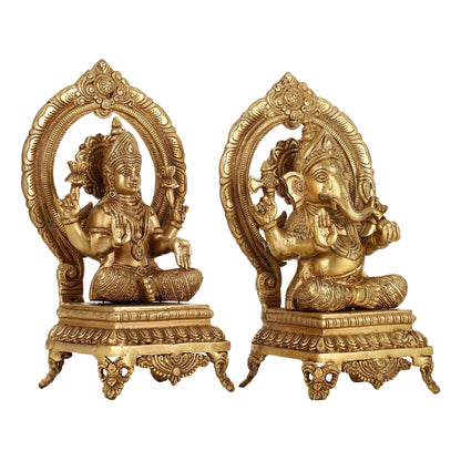Brass Ganesh Lakshmi Idols - 11 "