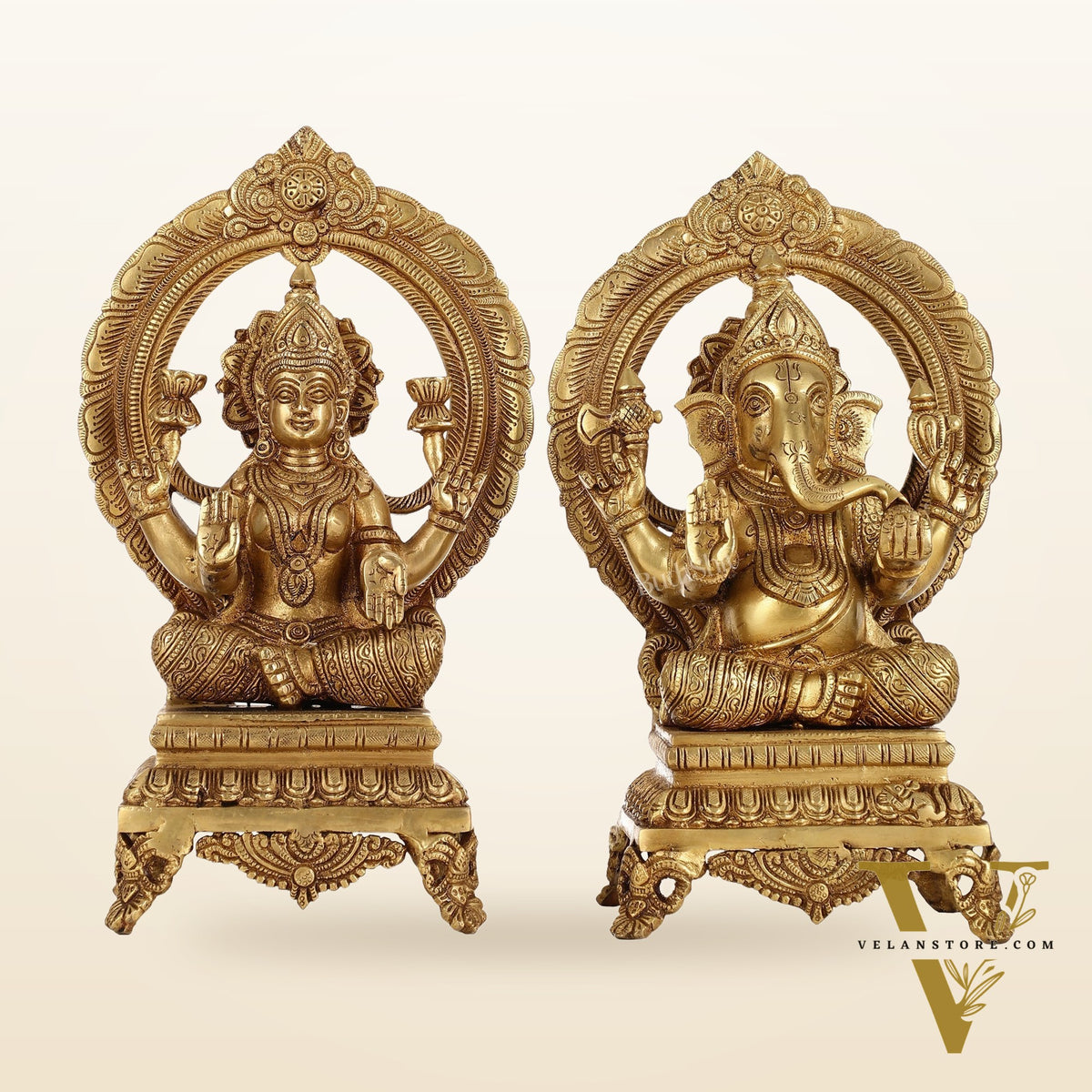 Brass Ganesh Lakshmi Idols - 11 "