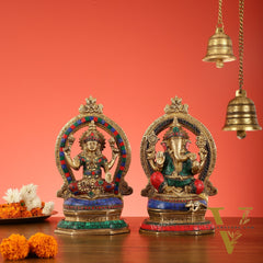 Brass ganesh lakshmi idols 11 inch