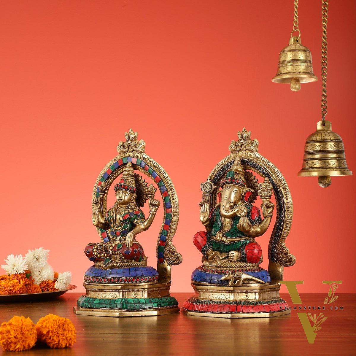 Brass ganesh lakshmi idols 11 inch