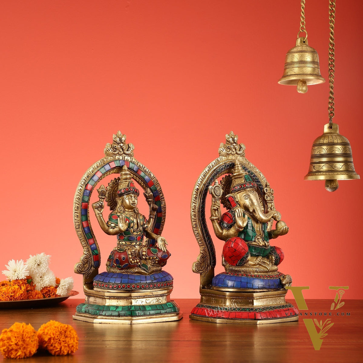 Brass ganesh lakshmi idols 11 inch