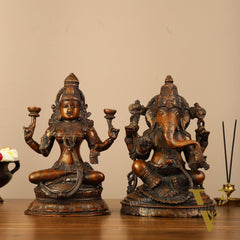 Brass Ganesh Lakshmi Idols - 11"