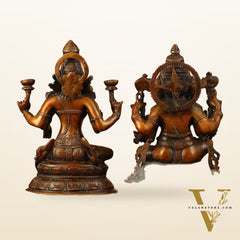 Brass Ganesh Lakshmi Idols - 11"