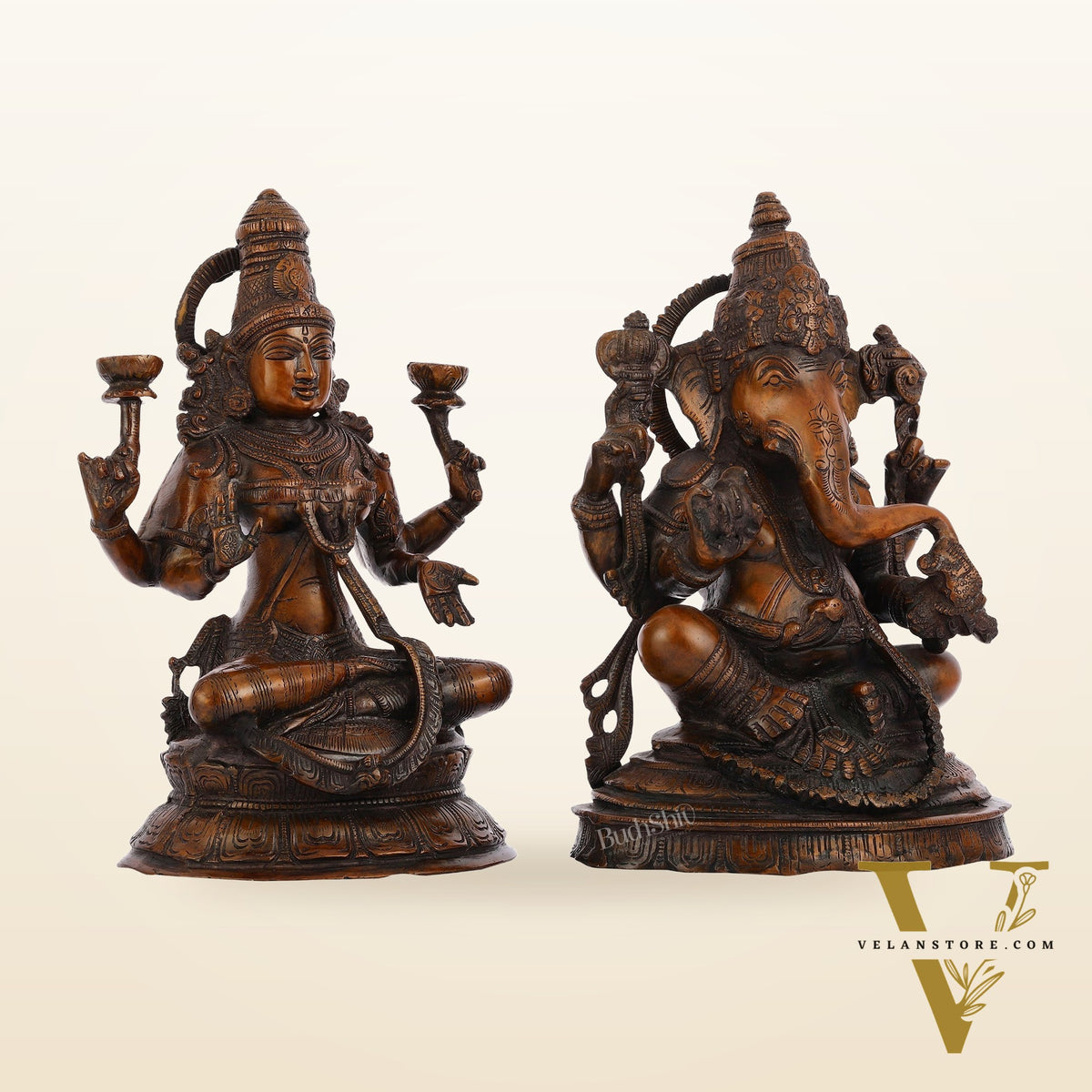Brass Ganesh Lakshmi Idols - 11"