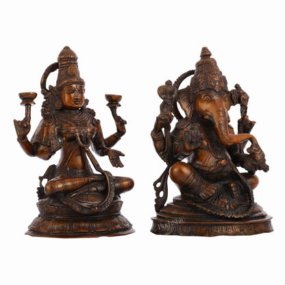 Brass Ganesh Lakshmi Idols - 11"