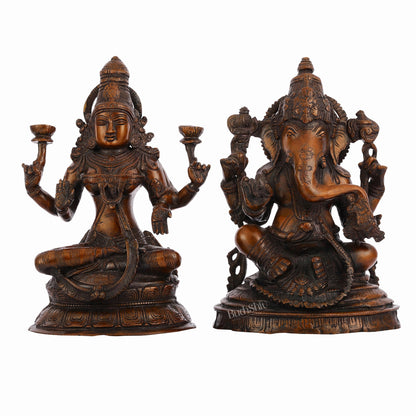 Brass Ganesh Lakshmi Idols - 11"