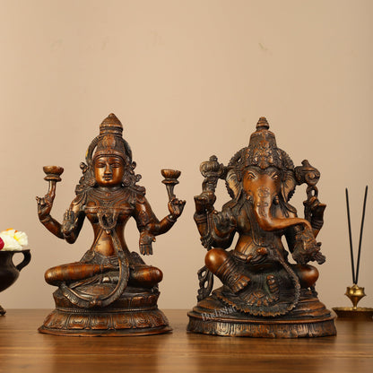 Brass Ganesh Lakshmi Idols - 11"
