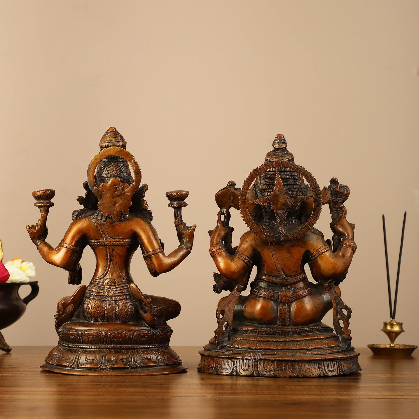 Brass Ganesh Lakshmi Idols - 11"