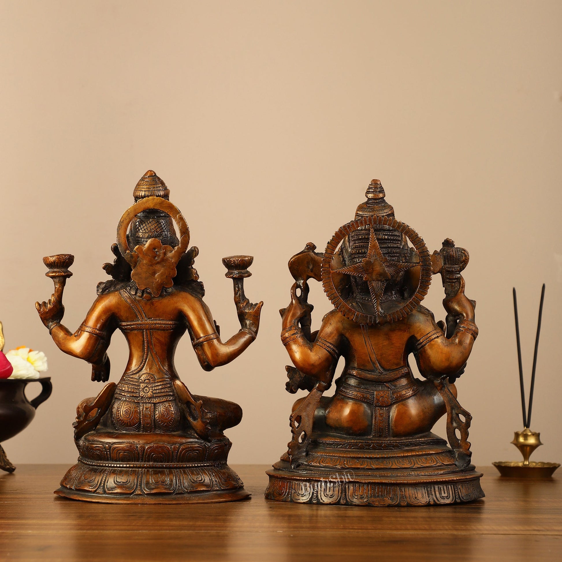 Brass Ganesh Lakshmi Idols - 11"