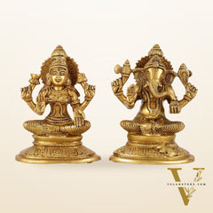 Brass Ganesh Lakshmi idols 6"