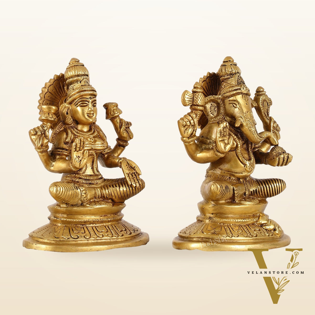 Brass Ganesh Lakshmi idols 6"