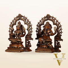 Brass Ganesh Lakshmi Large - Antique Bronze Finish - 16 Inch