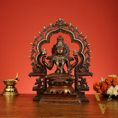 Brass Ganesh Lakshmi Large - Antique Bronze Finish - 16 Inch