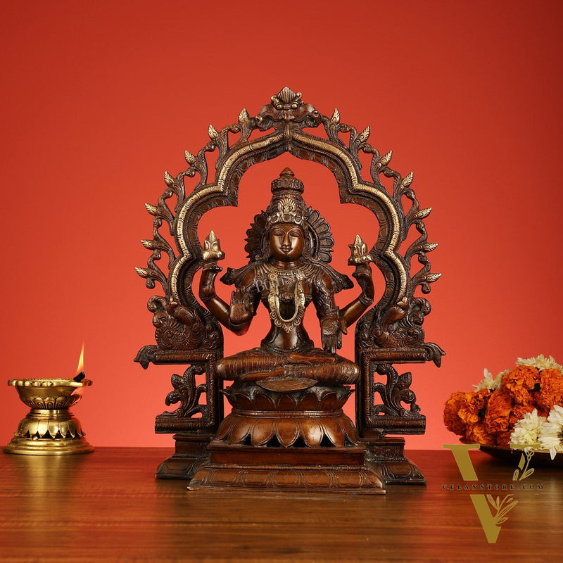 Brass Ganesh Lakshmi Large - Antique Bronze Finish - 16 Inch