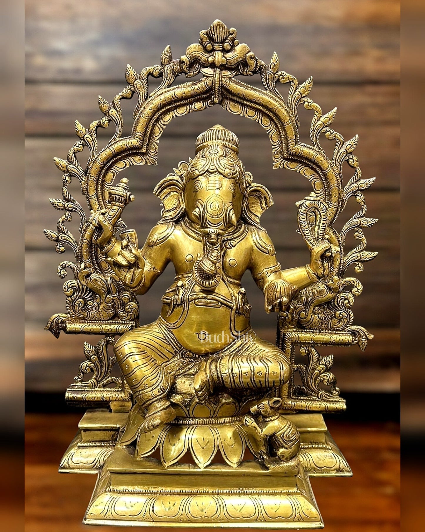Brass Ganesh Lakshmi Large Idols - Antique Finish - 16 Inch