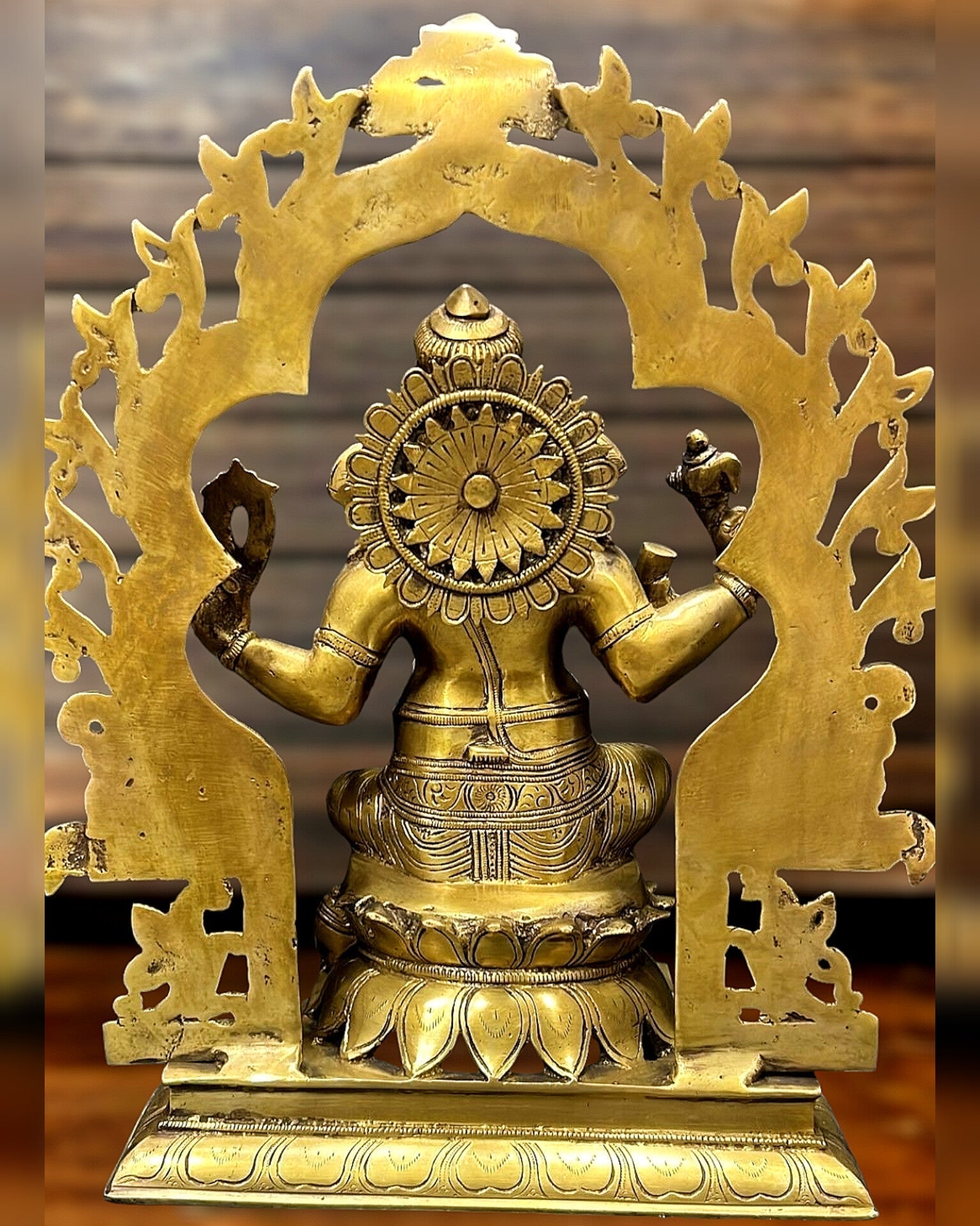 Brass Ganesh Lakshmi Large Idols - Antique Finish - 16 Inch