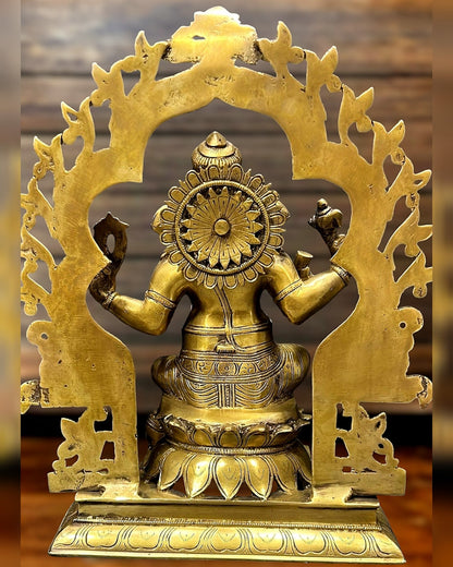 Brass Ganesh Lakshmi Large Idols - Antique Finish - 16 Inch