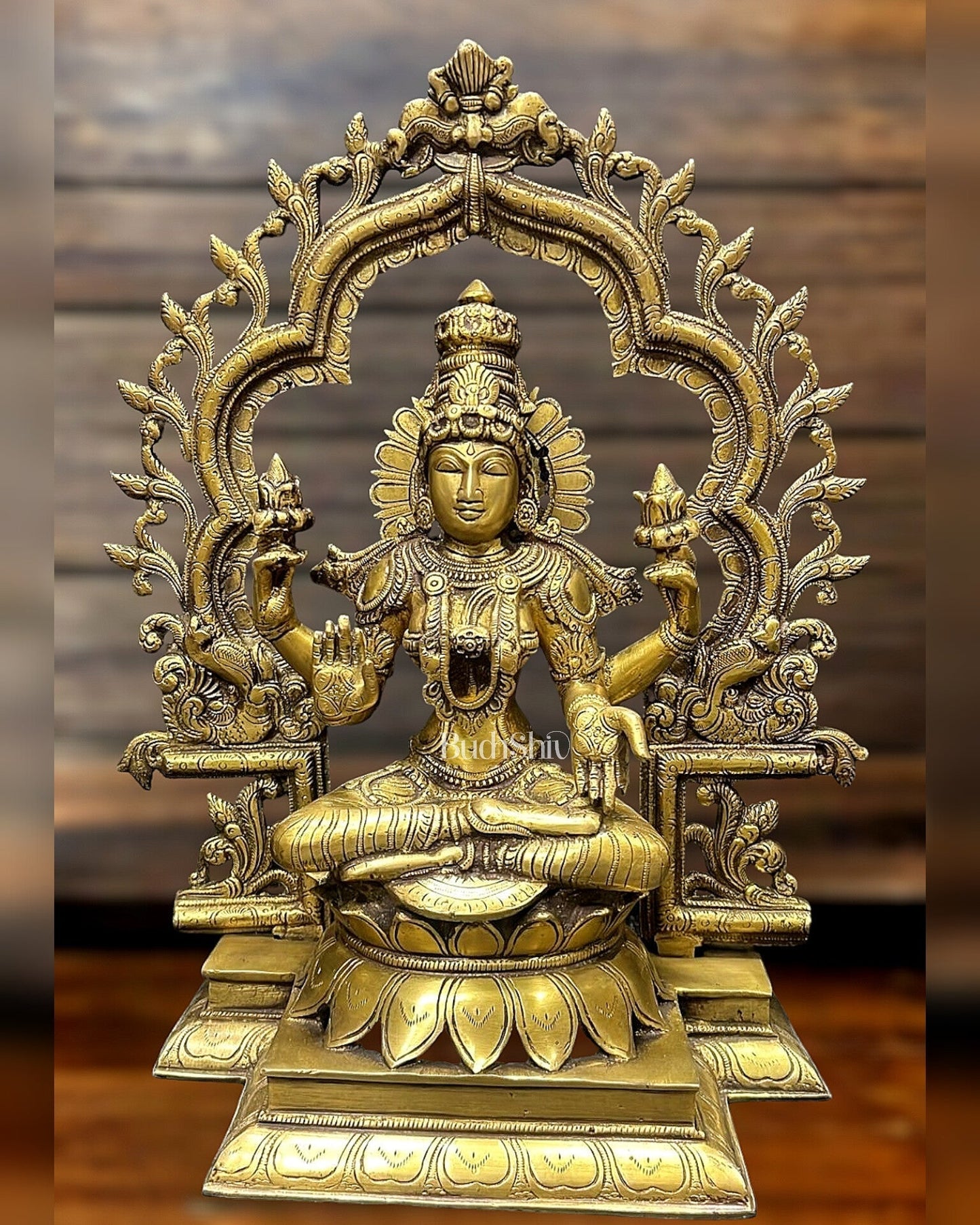Brass Ganesh Lakshmi Large Idols - Antique Finish - 16 Inch