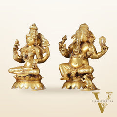 Brass Ganesh Lakshmi Pair - 12 inch